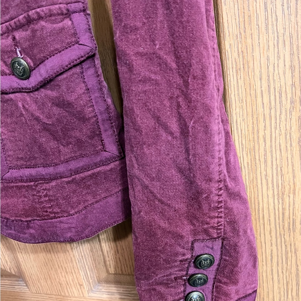 Free People Chic 3 Button Silk Lined Burgundy Sueded Blazer - Picture 6 of 8